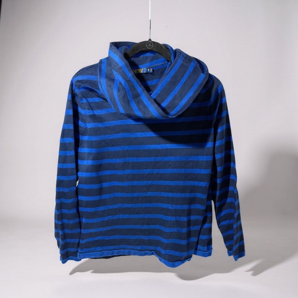 Polo Golf Ralph Lauren Striped Cowl Neck Long Sleeve Top Women's XL Blue Navy‎